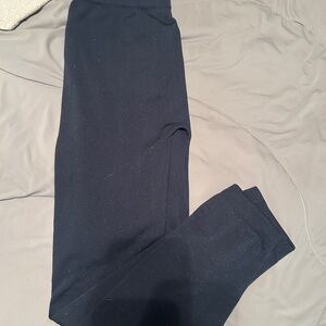 Fleece Lined Navy Leggings - One Size